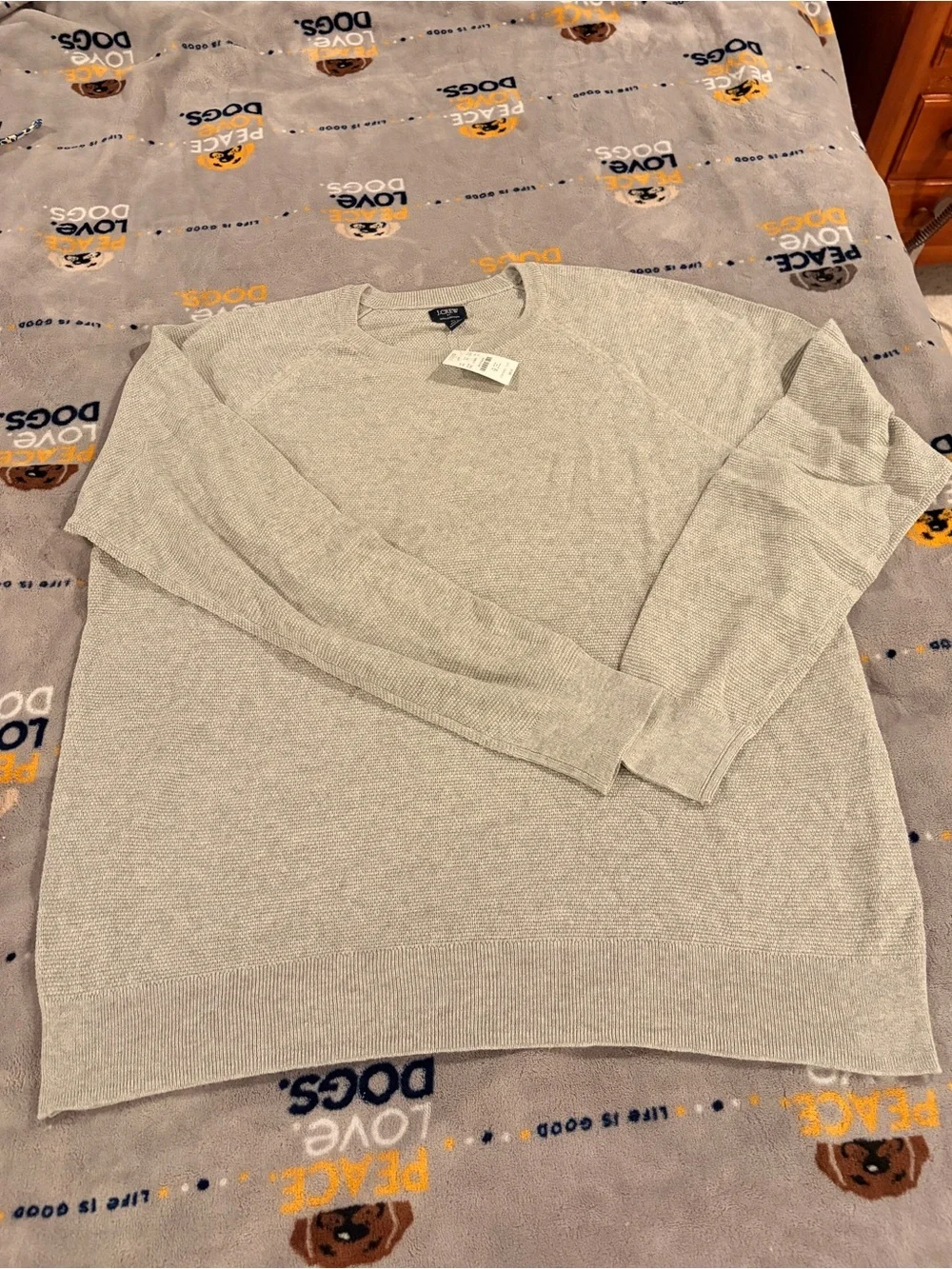 NWT J. Crew Men's XL Light Gray Crewneck Sweater - 100% cotton